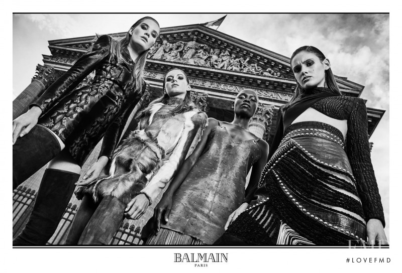 Alexina Graham featured in  the Balmain advertisement for Autumn/Winter 2017