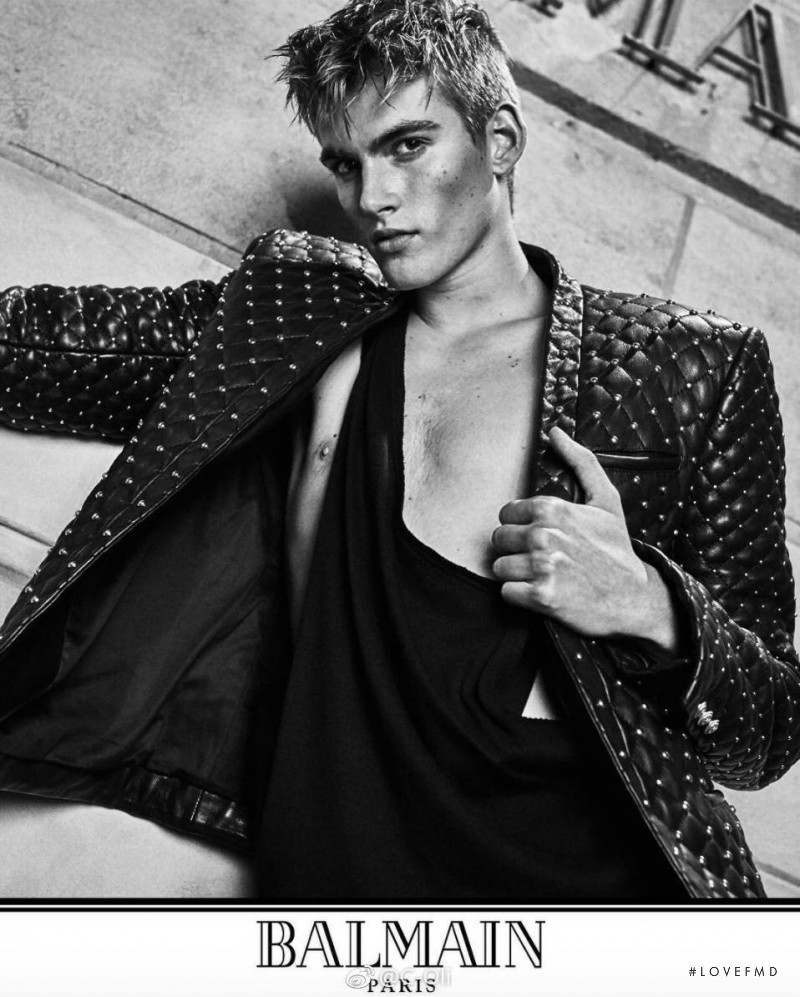 Presley Gerber featured in  the Balmain advertisement for Autumn/Winter 2017