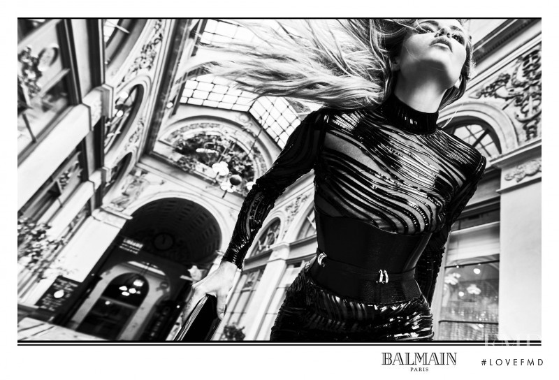 Natasha Poly featured in  the Balmain advertisement for Autumn/Winter 2017