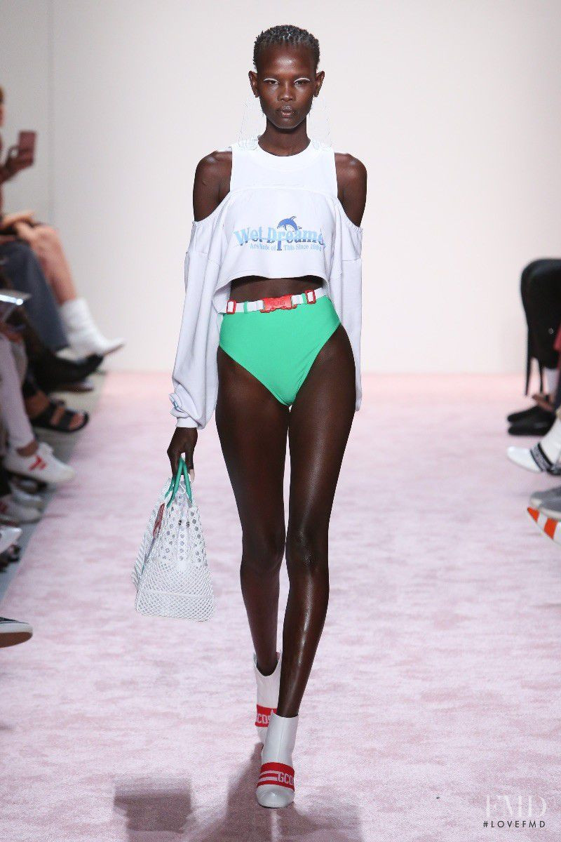 Shanelle Nyasiase featured in  the GCDS fashion show for Spring/Summer 2018