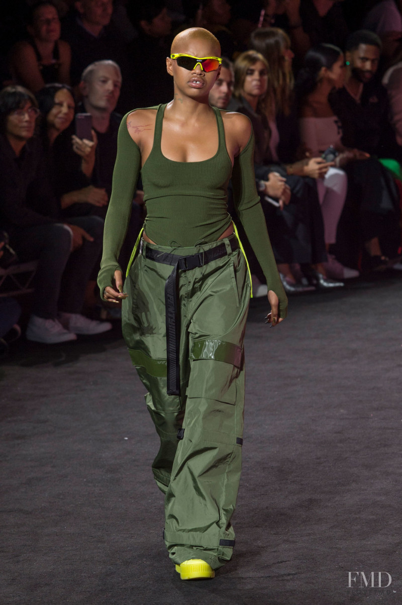 Slick Woods featured in  the Fenty PUMA by Rihanna fashion show for Spring/Summer 2018