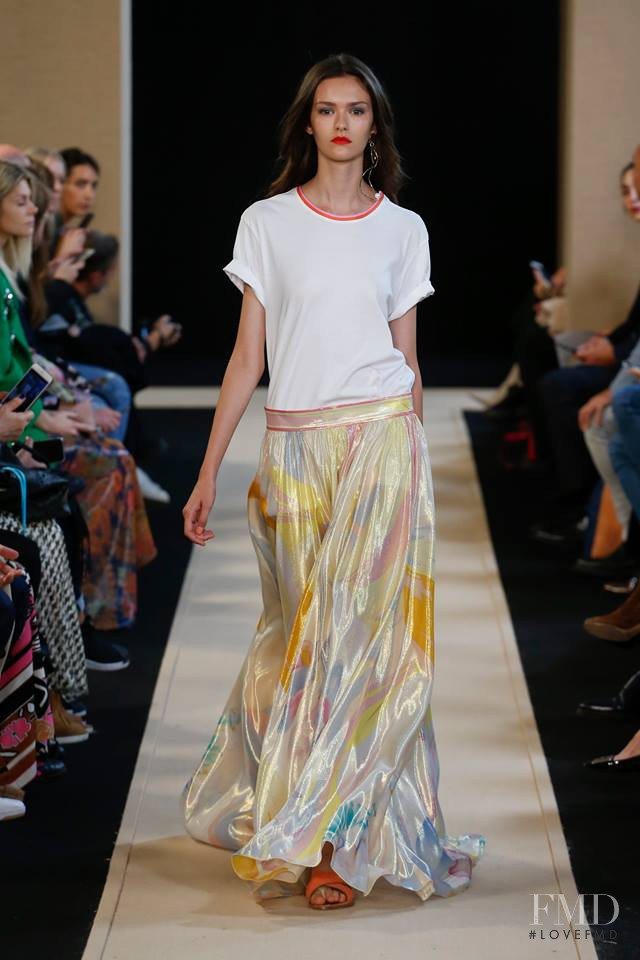 Vika Karelaya featured in  the Leonard fashion show for Spring/Summer 2018