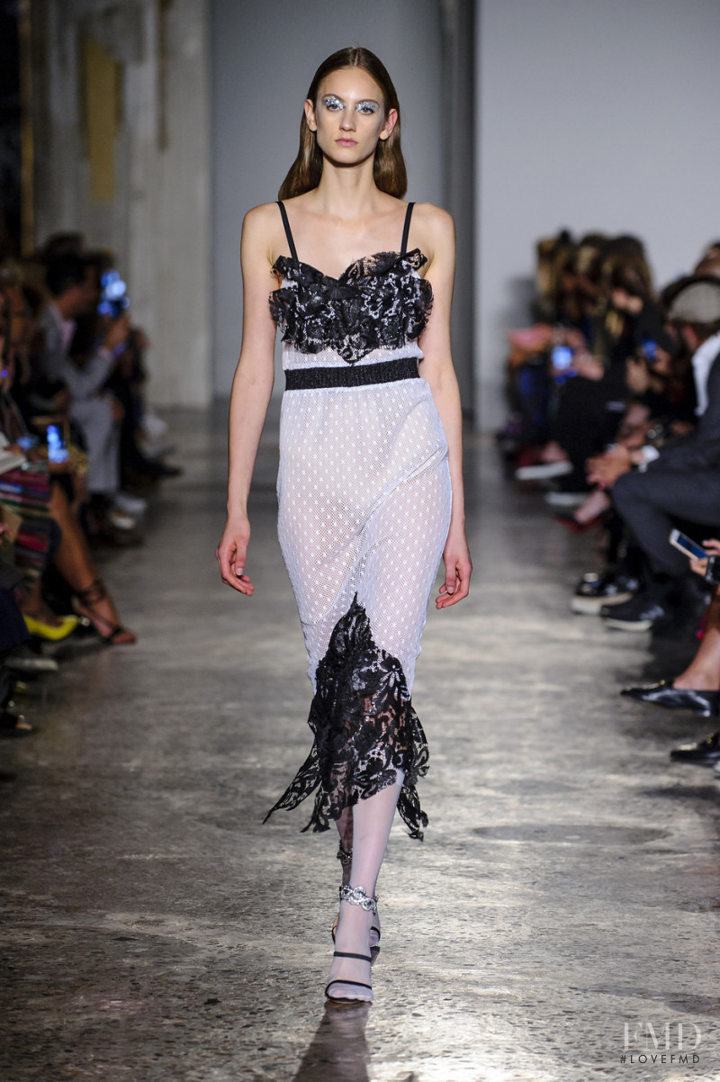 Sarah Berger featured in  the Francesco Scognamiglio fashion show for Spring/Summer 2018