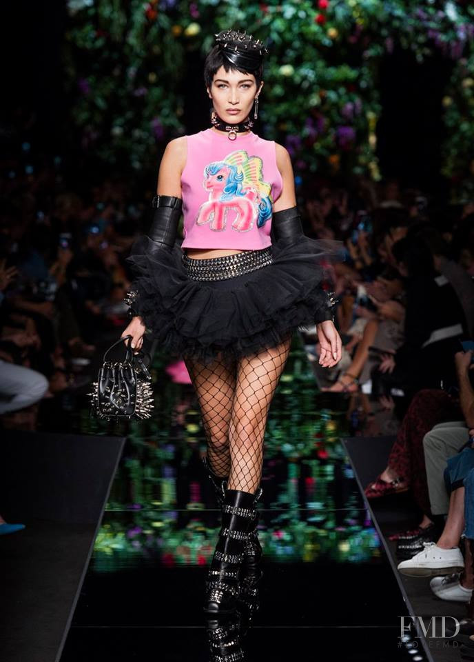 Bella Hadid featured in  the Moschino fashion show for Spring/Summer 2018