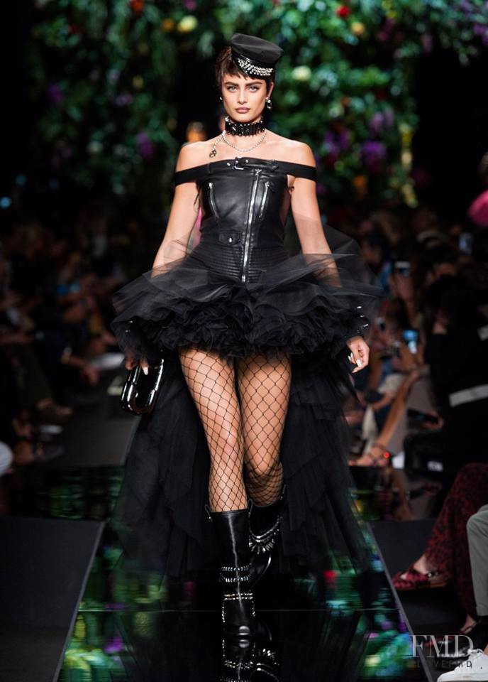 Taylor Hill featured in  the Moschino fashion show for Spring/Summer 2018