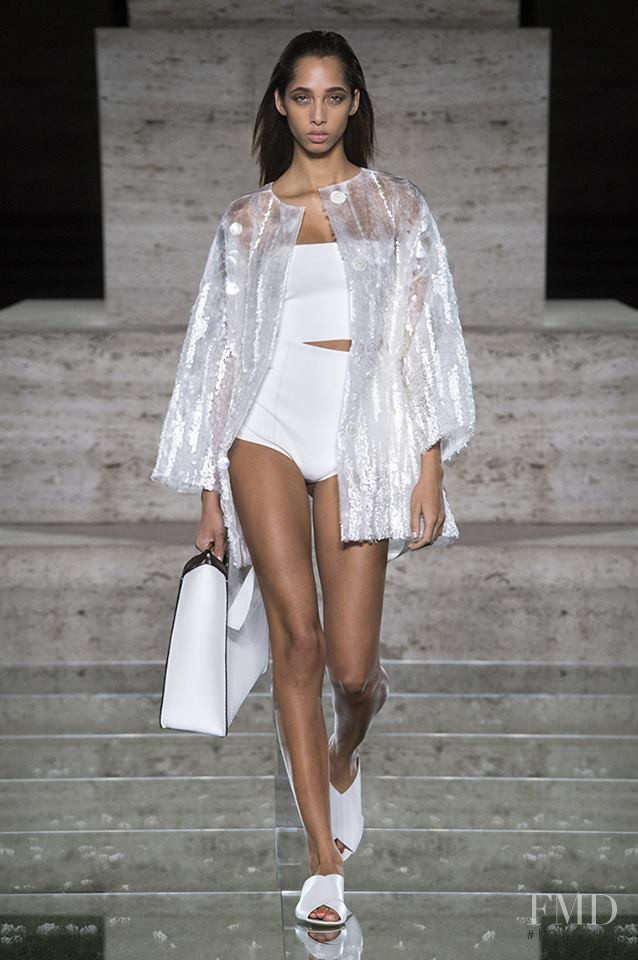 Yasmin Wijnaldum featured in  the Salvatore Ferragamo fashion show for Spring/Summer 2018