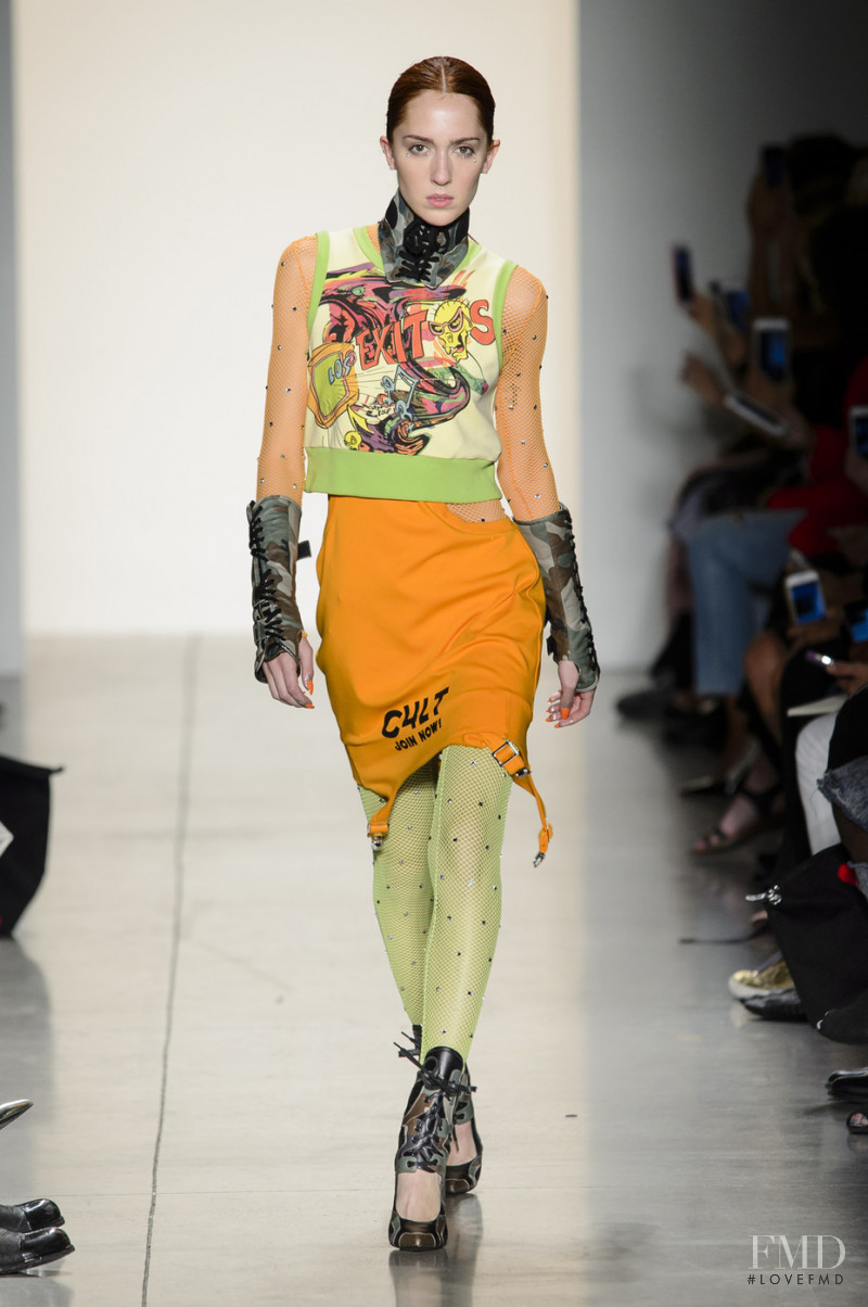Teddy Quinlivan featured in  the Jeremy Scott fashion show for Spring/Summer 2018