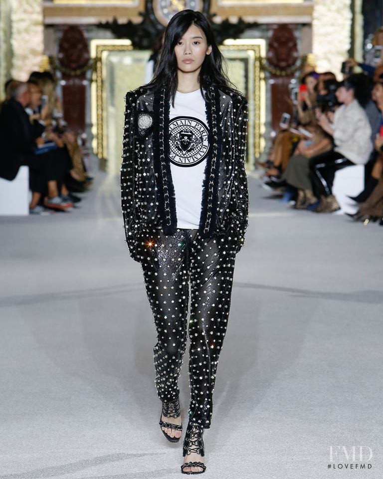 Ming Xi featured in  the Balmain fashion show for Spring/Summer 2018