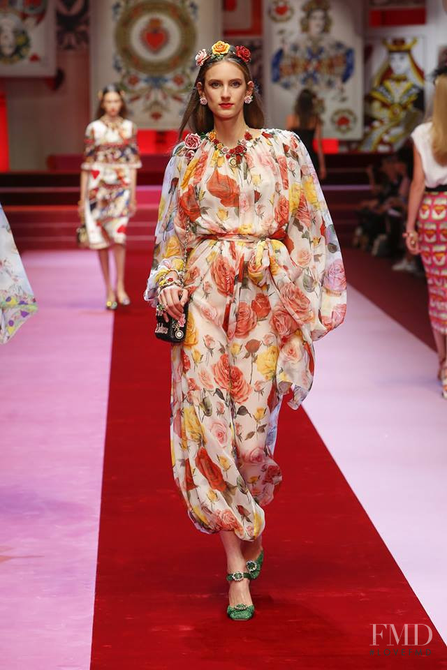 Sarah Berger featured in  the Dolce & Gabbana fashion show for Spring/Summer 2018