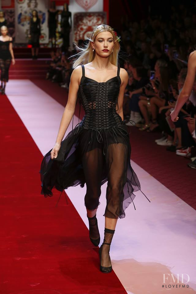 Hailey Baldwin Bieber featured in  the Dolce & Gabbana fashion show for Spring/Summer 2018