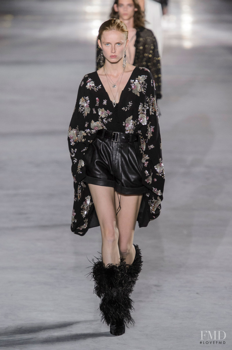 Rianne Van Rompaey featured in  the Saint Laurent fashion show for Spring/Summer 2018