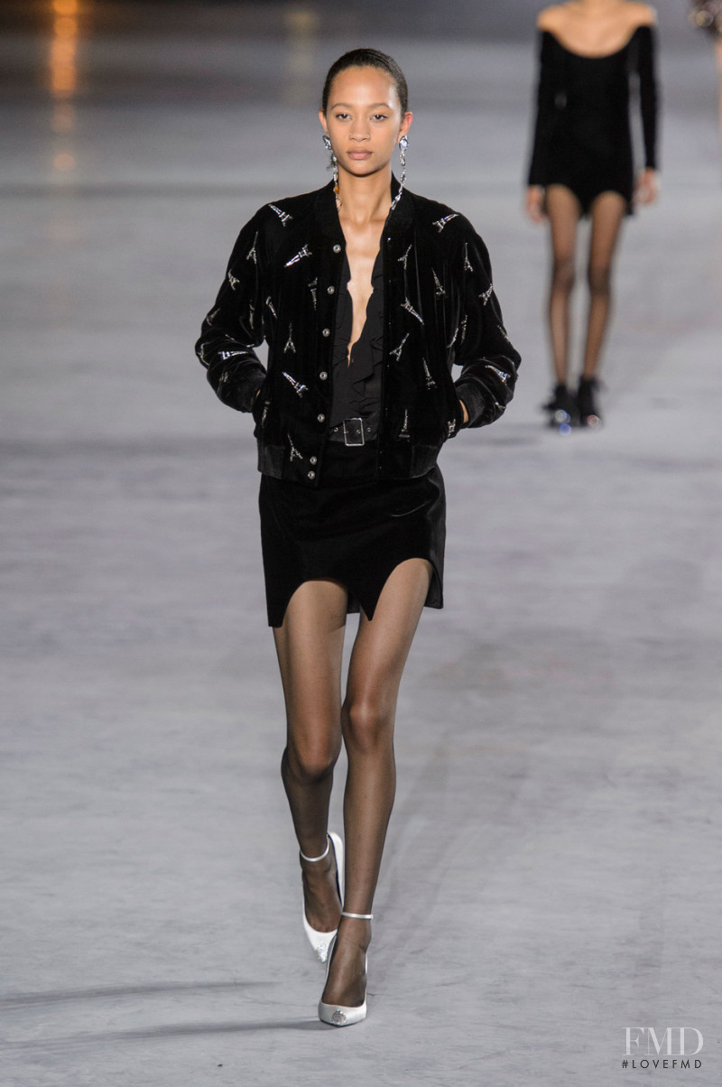 Selena Forrest featured in  the Saint Laurent fashion show for Spring/Summer 2018