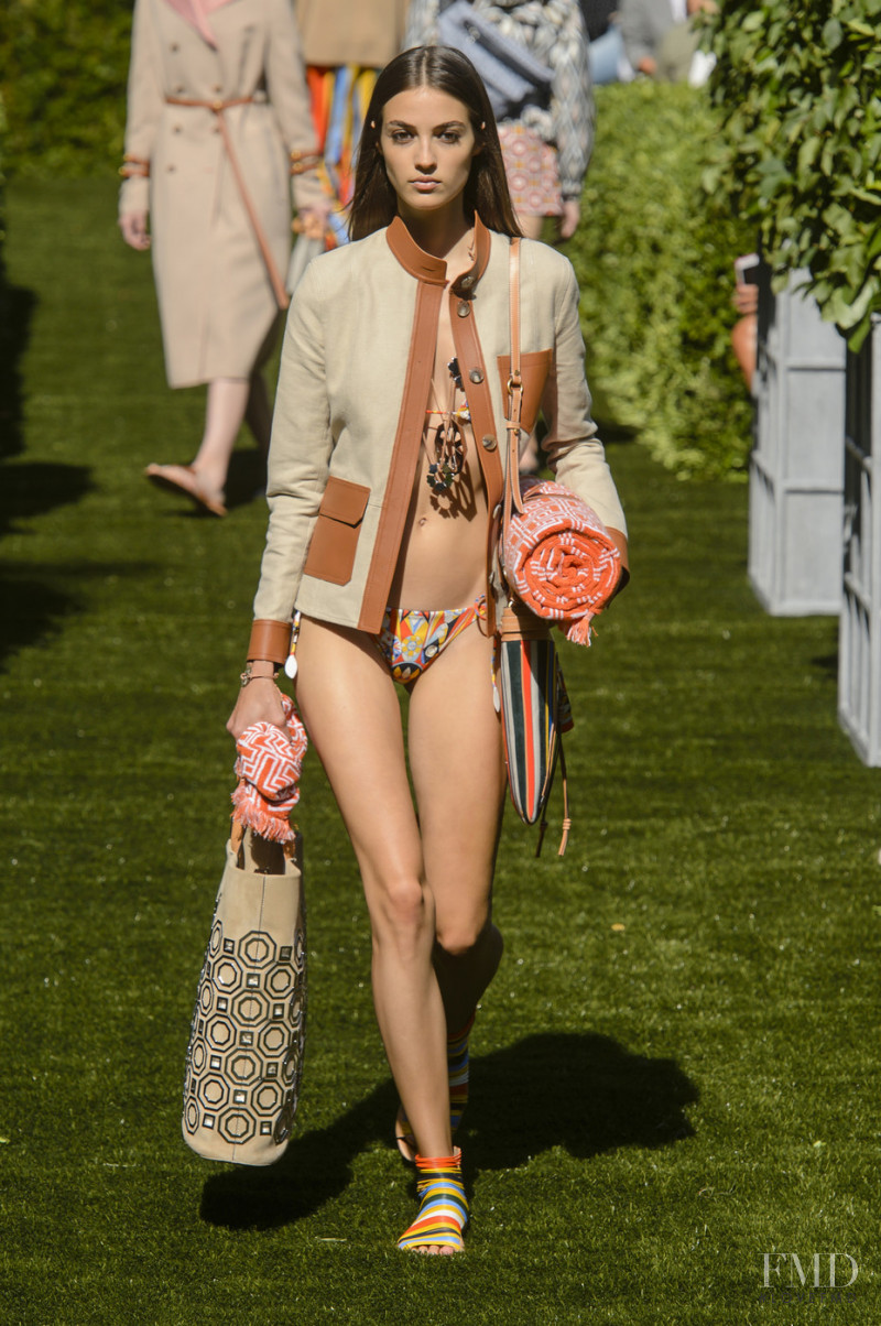 Camille Hurel featured in  the Tory Burch fashion show for Spring/Summer 2018