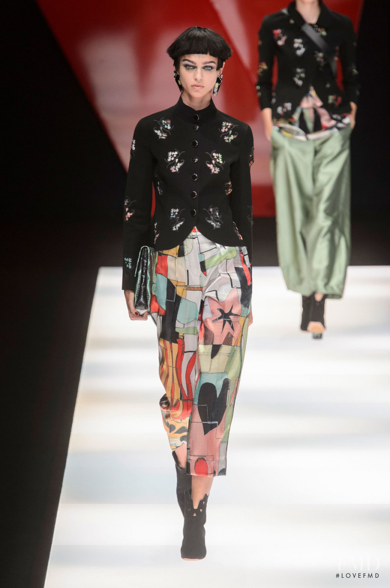 Zhenya Katava featured in  the Giorgio Armani fashion show for Spring/Summer 2018