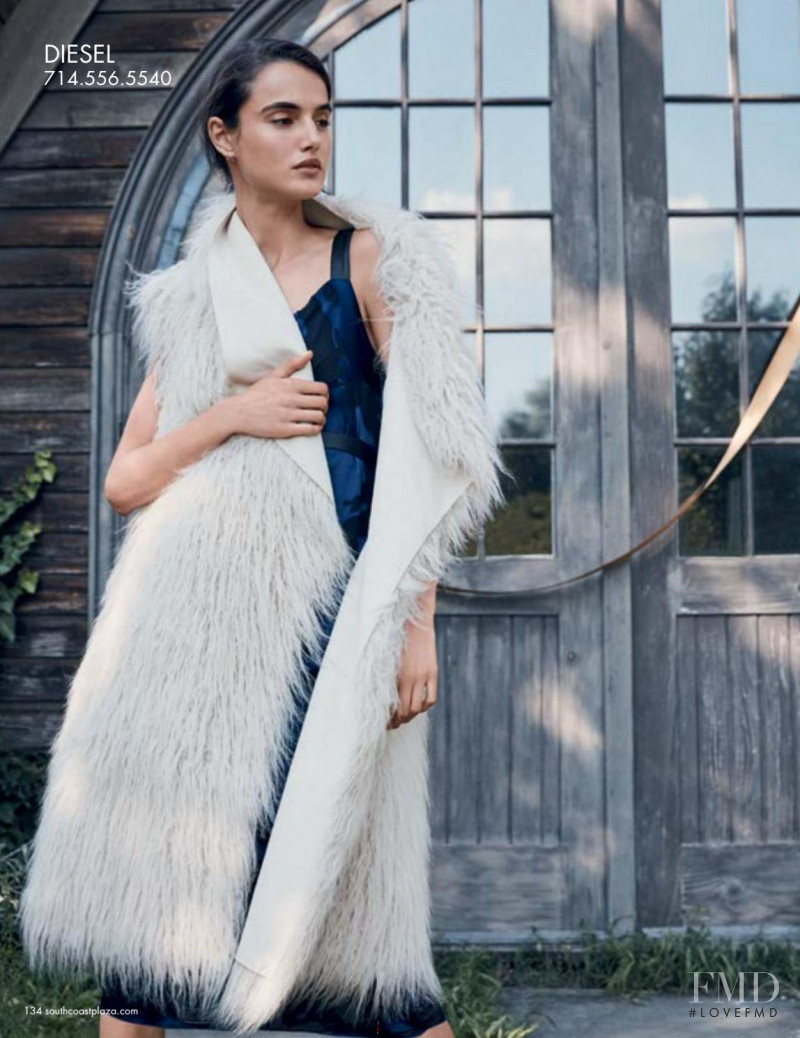 Blanca Padilla featured in  the South Coast Plaza Rustic Elegance lookbook for Holiday 2016