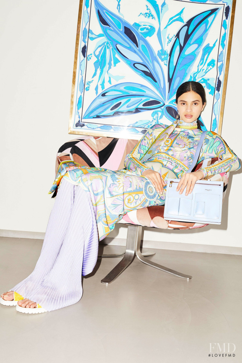 Aira Ferreira featured in  the Pucci lookbook for Resort 2018