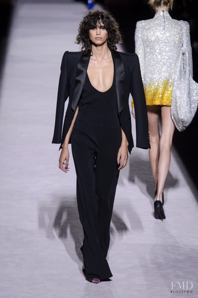Mica Arganaraz featured in  the Tom Ford fashion show for Spring/Summer 2018
