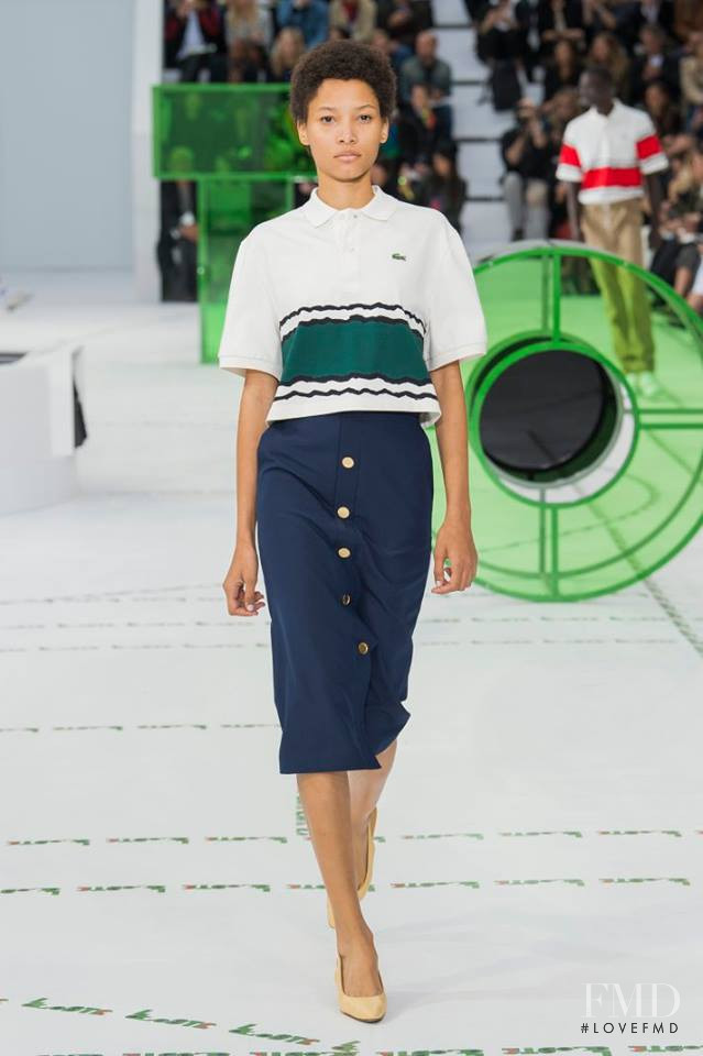 Lineisy Montero featured in  the Lacoste fashion show for Spring/Summer 2018
