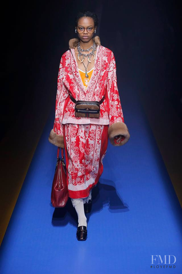 Aaliyah Hydes featured in  the Gucci fashion show for Spring/Summer 2018