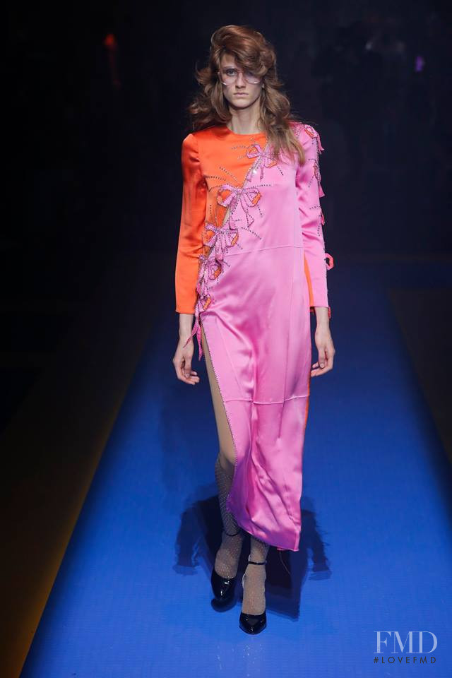 Sarah Berger featured in  the Gucci fashion show for Spring/Summer 2018