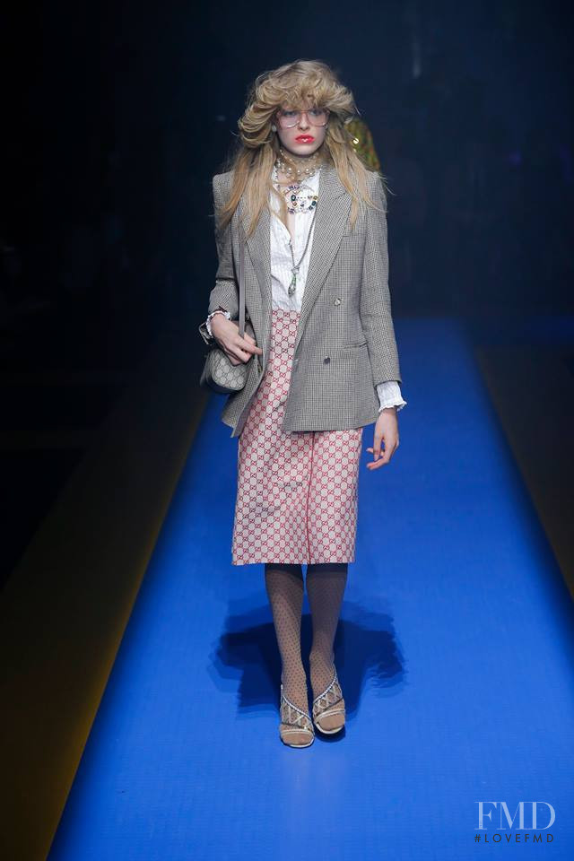 Emily Unkles featured in  the Gucci fashion show for Spring/Summer 2018