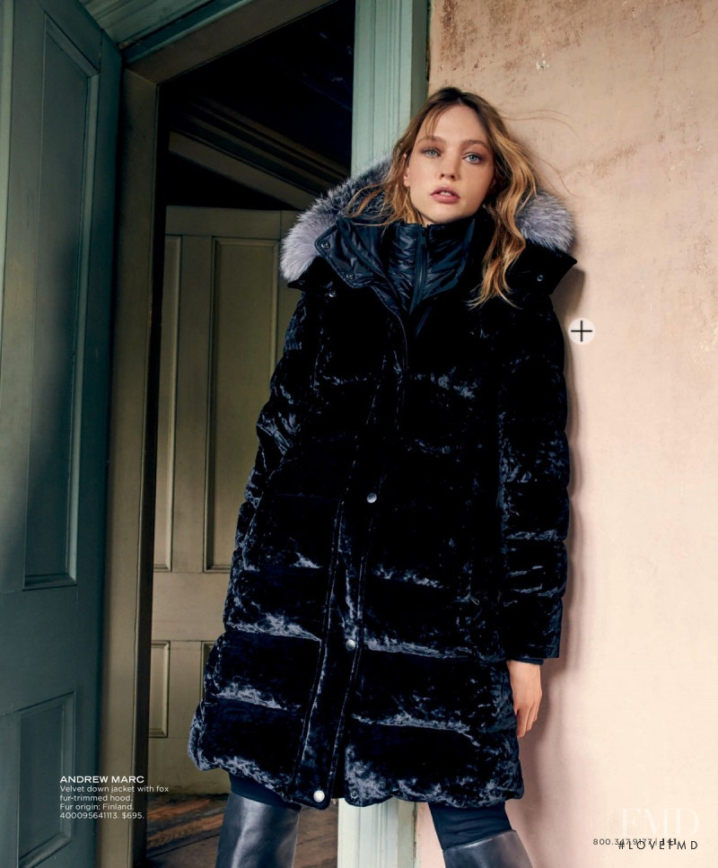 Sasha Pivovarova featured in  the Saks Fifth Avenue Shouter Wear catalogue for Fall 2017