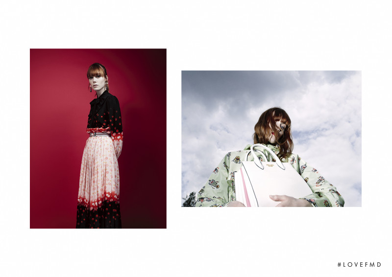 Kiki Willems featured in  the Prada Day Trip advertisement for Resort 2017