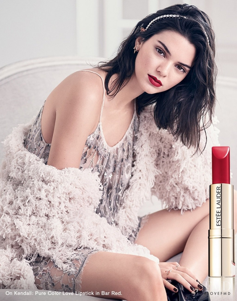 Kendall Jenner featured in  the Estée Lauder Pure Color Love Lipstick advertisement for Summer 2017