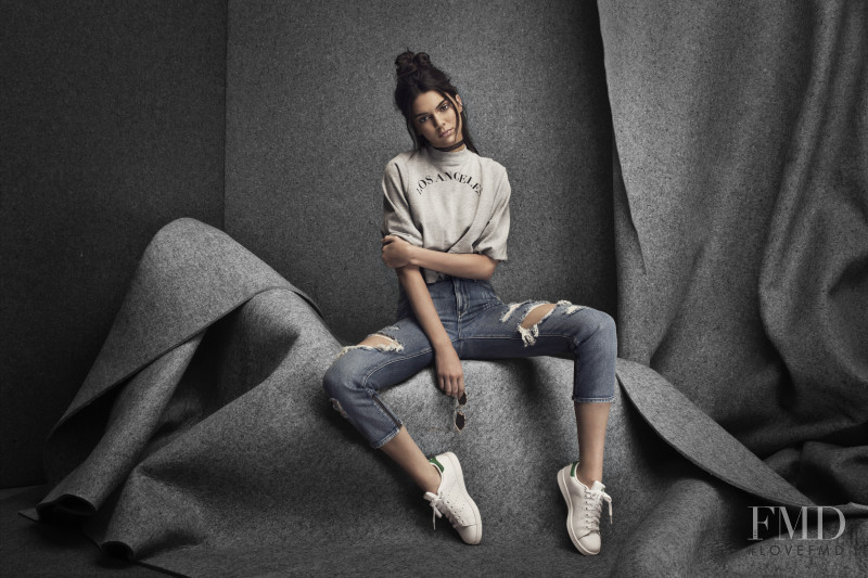 Kendall Jenner featured in  the Kendall + Kylie Golden Child advertisement for Pre-Fall 2016