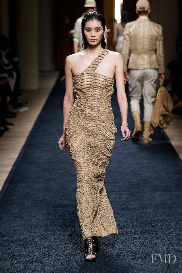 Ming Xi featured in  the Balmain fashion show for Spring/Summer 2016