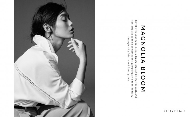 Ming Xi featured in  the Massimo Dutti Magnolia Bloom lookbook for Summer 2017