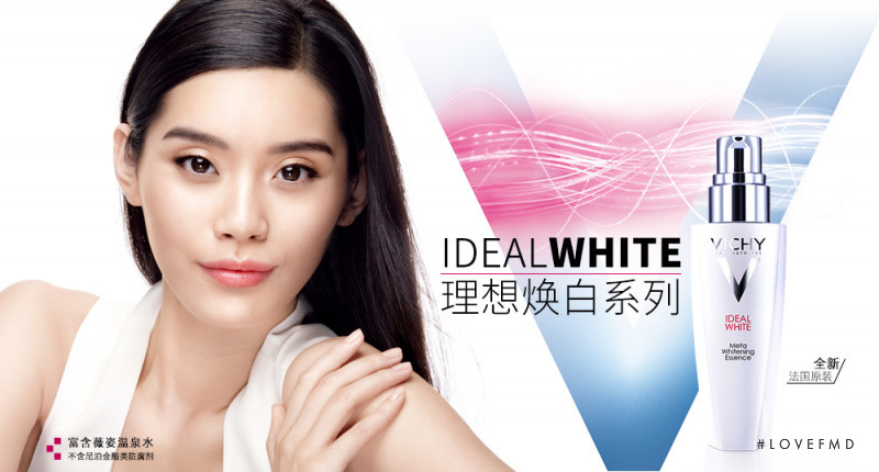 Ming Xi featured in  the Vichy Ideal White advertisement for Spring/Summer 2016