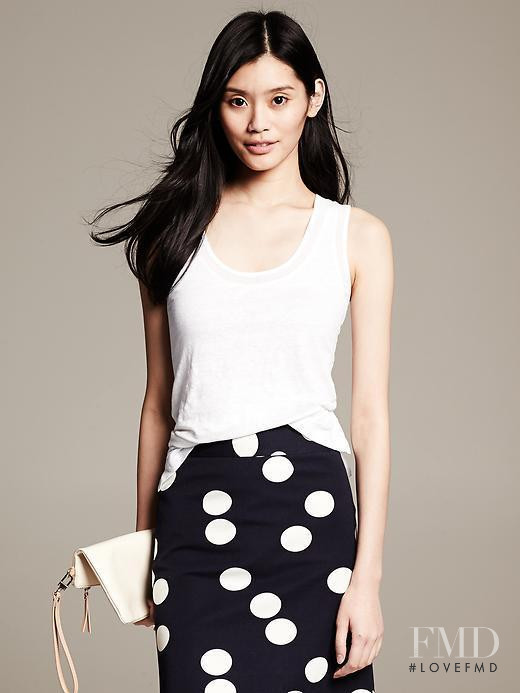 Ming Xi featured in  the Banana Republic lookbook for Spring/Summer 2014