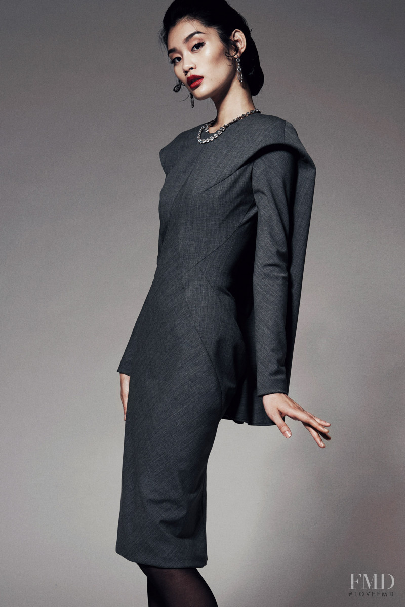 Ming Xi featured in  the Zac Posen lookbook for Pre-Fall 2014