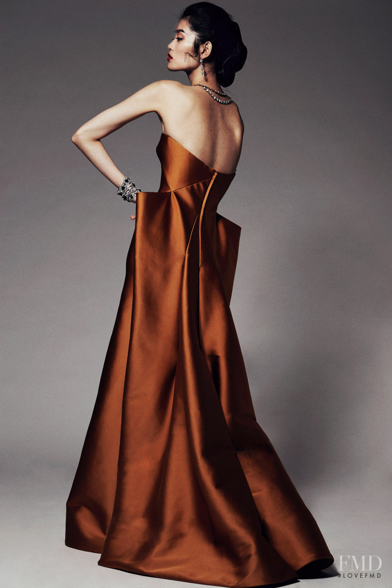 Ming Xi featured in  the Zac Posen lookbook for Pre-Fall 2014