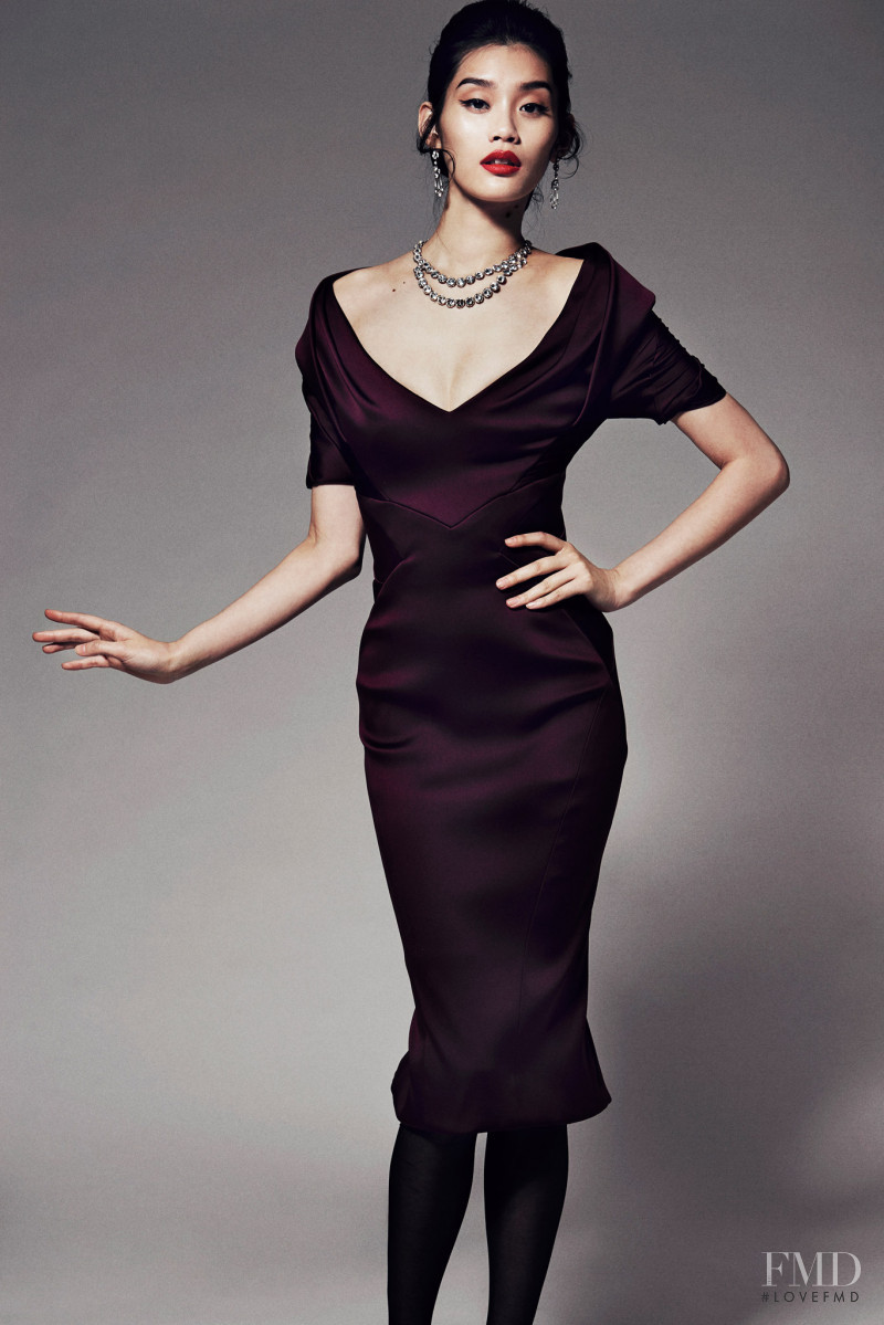 Ming Xi featured in  the Zac Posen lookbook for Pre-Fall 2014