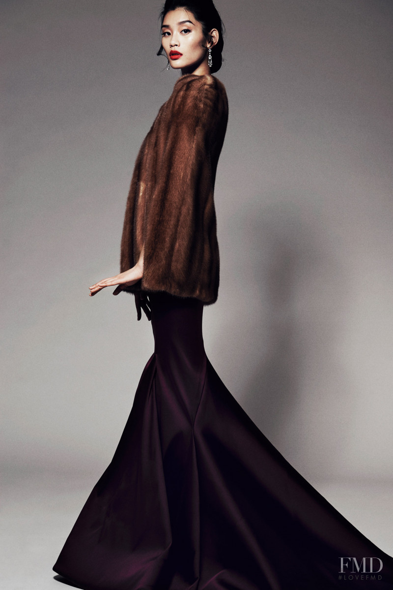 Ming Xi featured in  the Zac Posen lookbook for Pre-Fall 2014