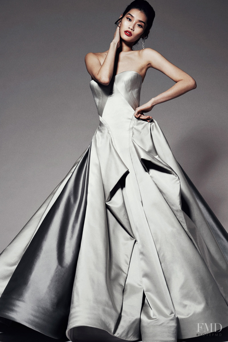 Ming Xi featured in  the Zac Posen lookbook for Pre-Fall 2014