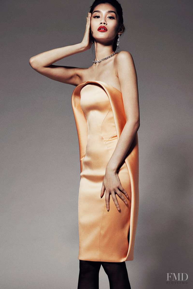 Ming Xi featured in  the Zac Posen lookbook for Pre-Fall 2014