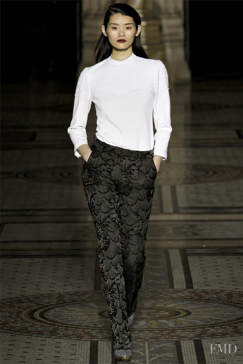 Ming Xi featured in  the Nicole Farhi fashion show for Autumn/Winter 2012