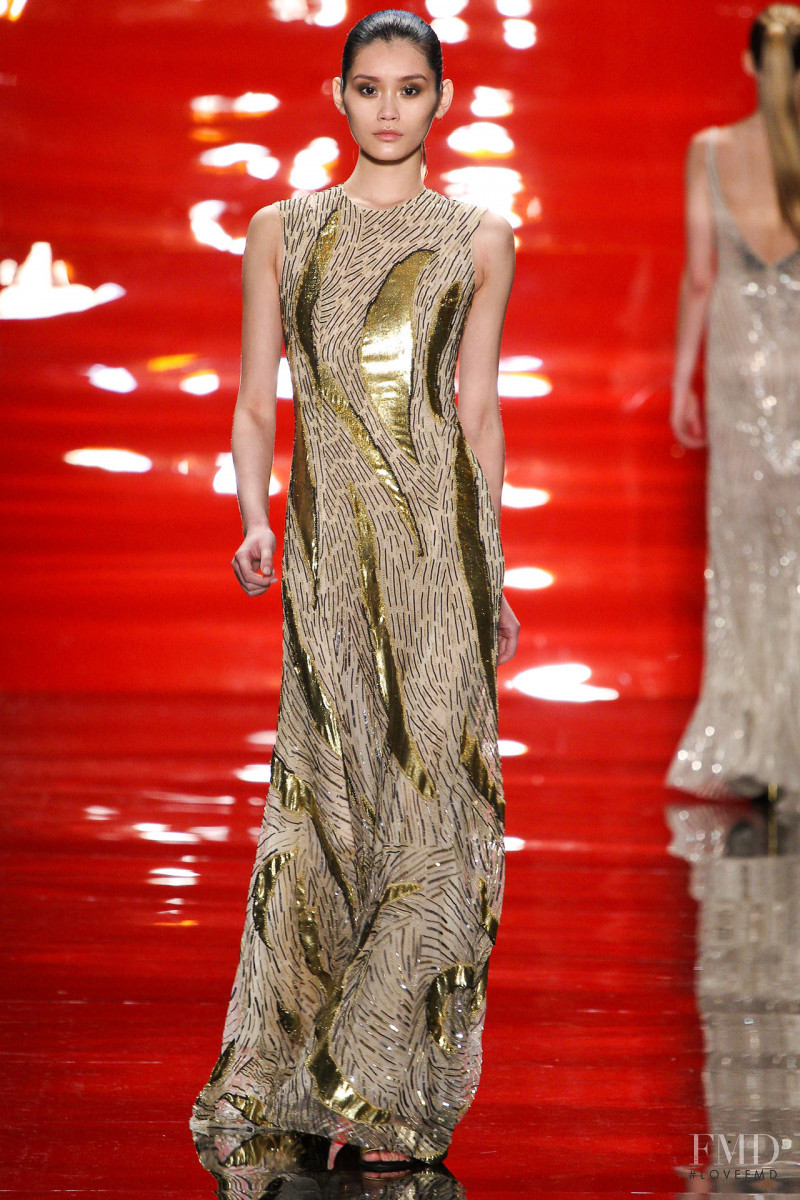 Ming Xi featured in  the Reem Acra fashion show for Autumn/Winter 2012