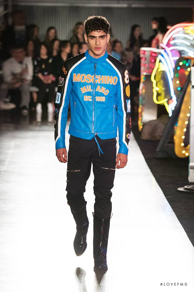 Jhonattan Burjack featured in  the Moschino fashion show for Spring/Summer 2018