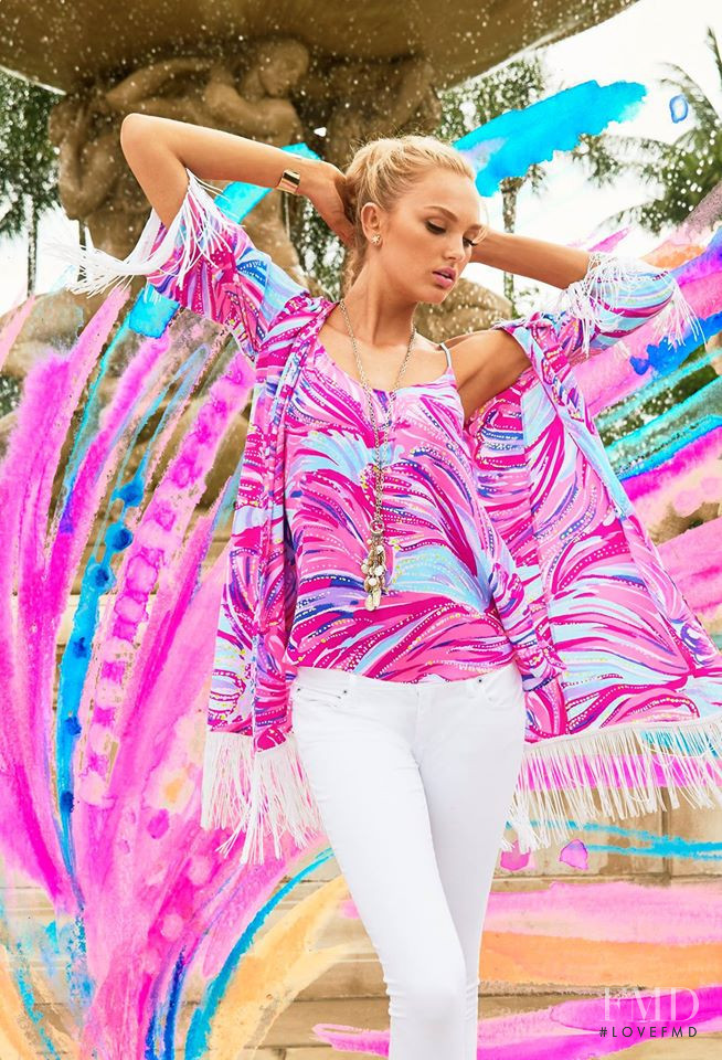 Romee Strijd featured in  the Lilly Pulitzer advertisement for Resort 2017