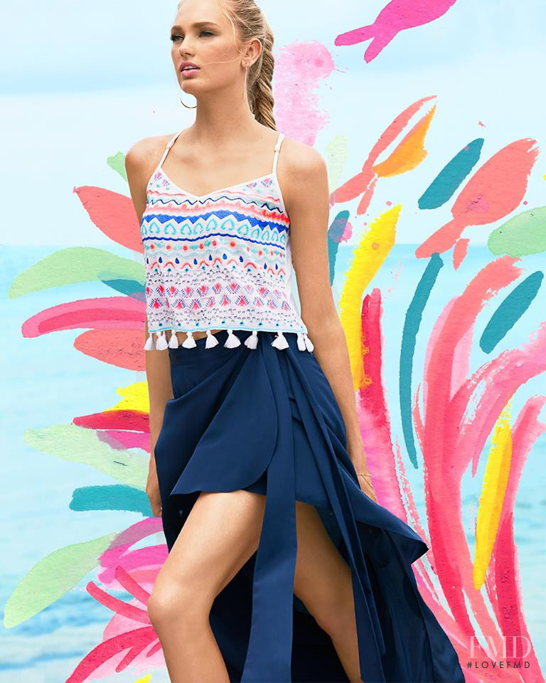 Romee Strijd featured in  the Lilly Pulitzer advertisement for Resort 2017