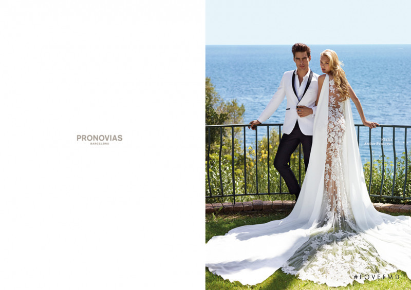 Romee Strijd featured in  the Pronovias catalogue for Spring/Summer 2017