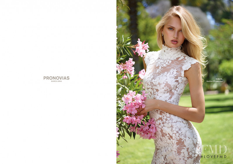 Romee Strijd featured in  the Pronovias catalogue for Spring/Summer 2017