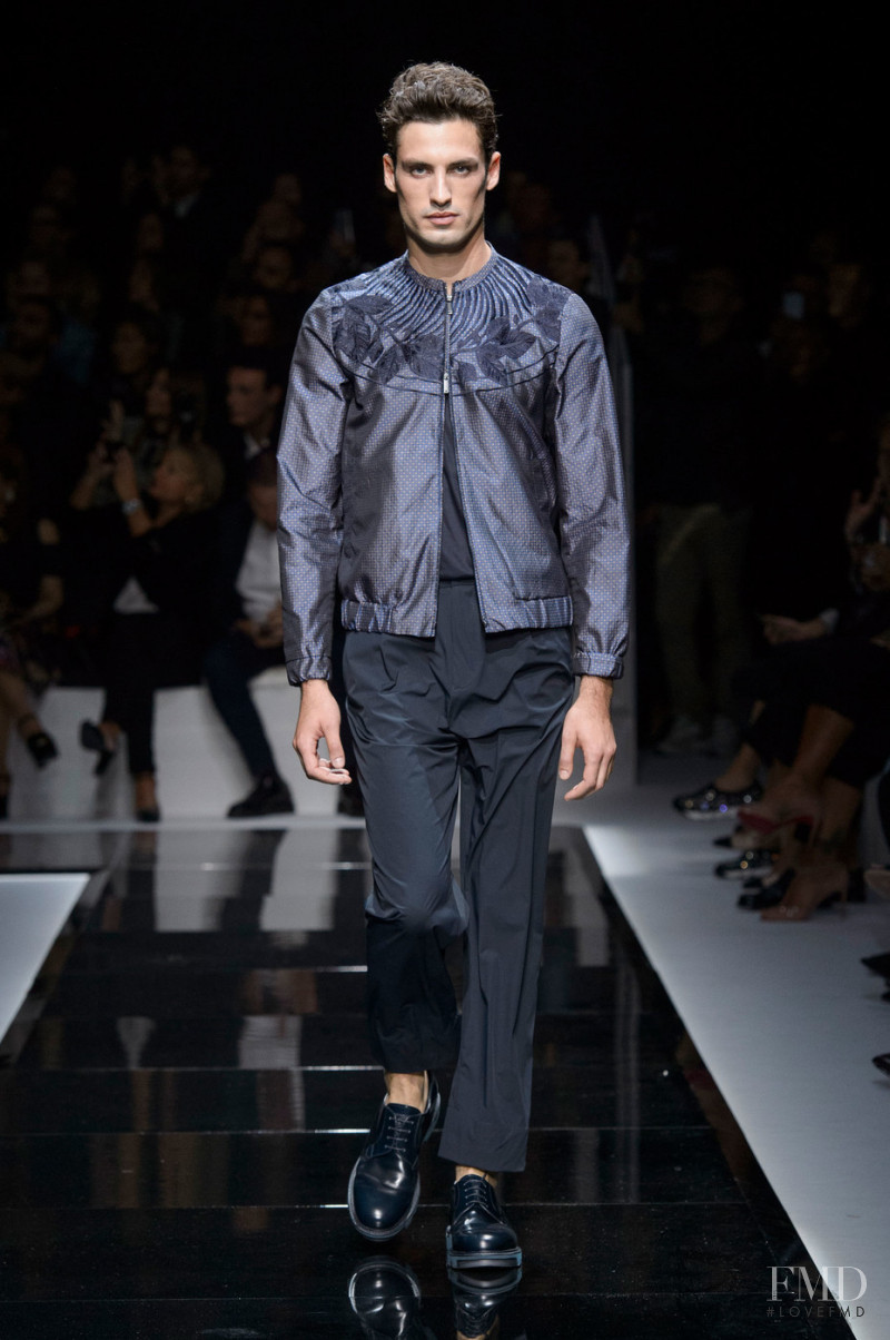 David Trulik featured in  the Emporio Armani fashion show for Spring/Summer 2018