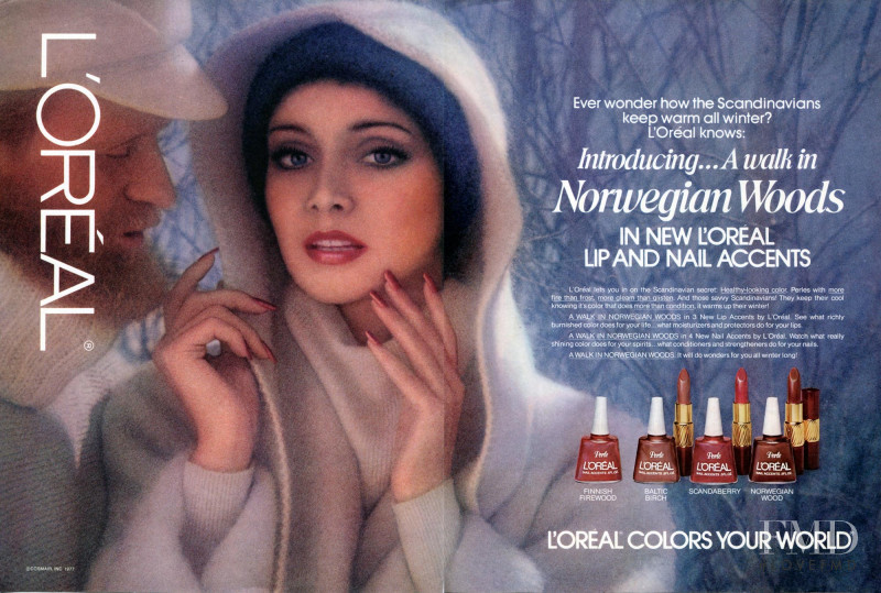 Catherine Roberts featured in  the L\'Oreal Paris advertisement for Autumn/Winter 1977