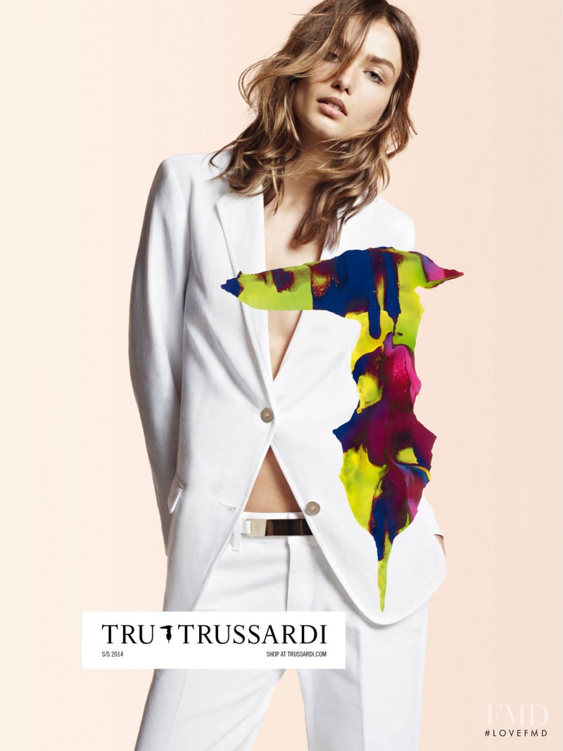 Andreea Diaconu featured in  the Tru Trussardi advertisement for Spring/Summer 2014