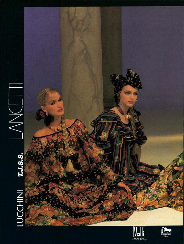 Simonetta Gianfelici featured in  the Lancetti advertisement for Autumn/Winter 1992